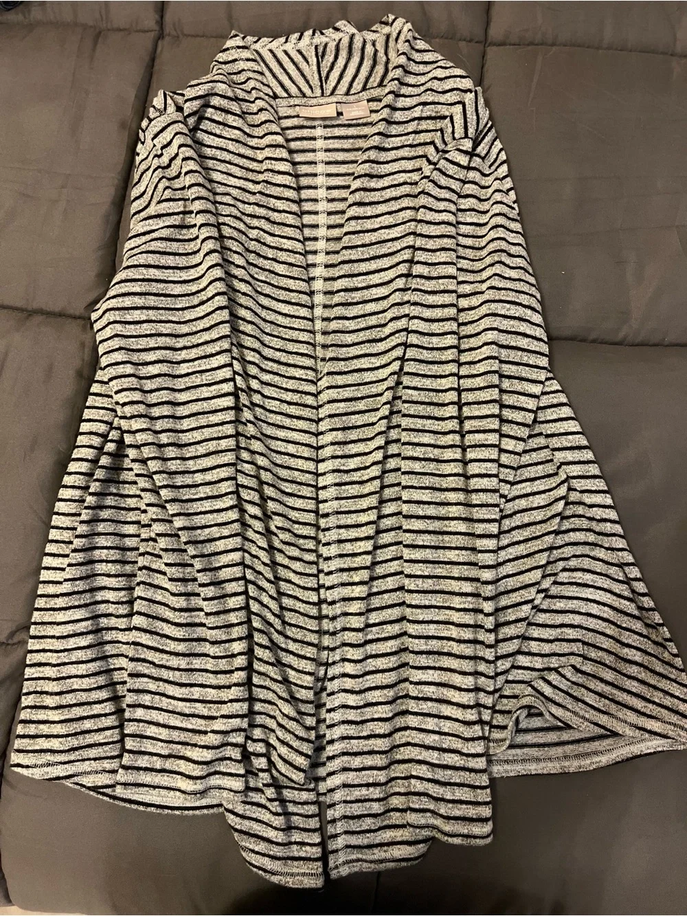 Chico's Zenergy Striped Open Front Cardigan‎ Draped Wrap Sweater Size 1 US 8/10